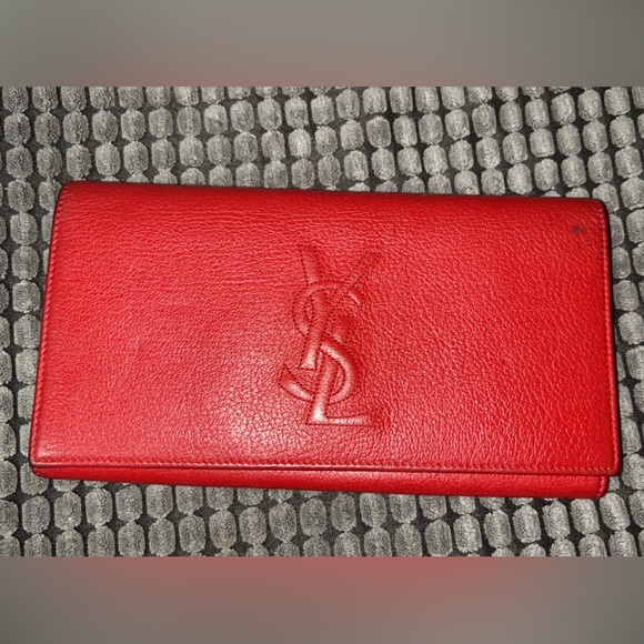 YSL Red Belle Du Jour Long Wallet - Picture 1 of 14